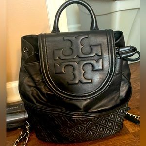 Tory Burch black leather backpack medium